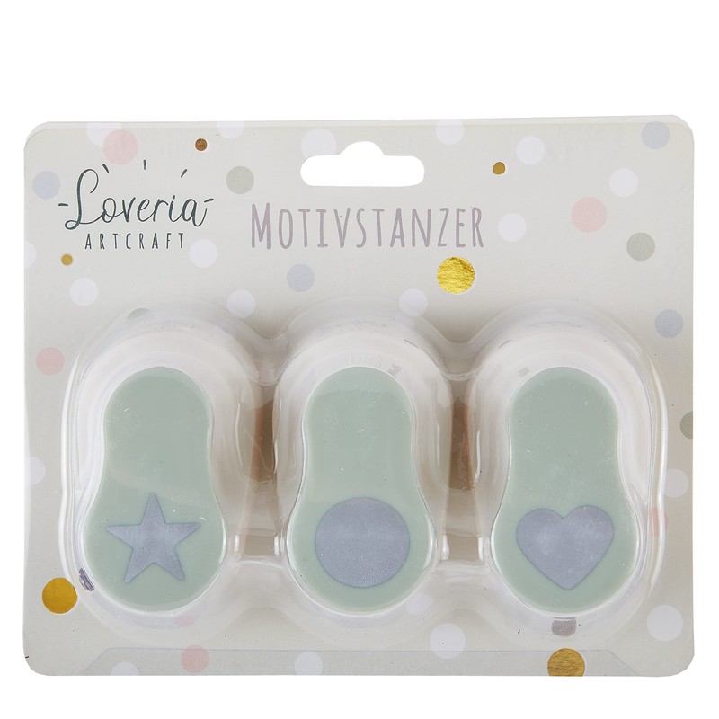 Loveria Motif Punch Set Heart, Circle, Star – Motif Size: