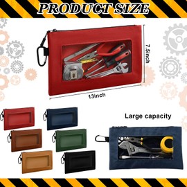 Eccliy 6 Pack Tool Pouches with Clear Window & Carabiner 12" Heavy Duty Small Tool Bag Multipurpose Storage Zipper Pouch Waterproof Canvas Bags for Gadgets Cosmetics Stationery Travel(Classic Colors)