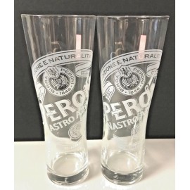 Peroni Birra Italia 3 l 50th Anniversary Glass - Set of Two (2) Glasses - New FS