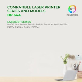 TCT 64A Toner Cartridge - Premium Compatible Replacement for HP 64A CC364A Black Works with HP Laserjet P4014 P4015N P4015X P4515N P4515X Printers (10,000 Pages)