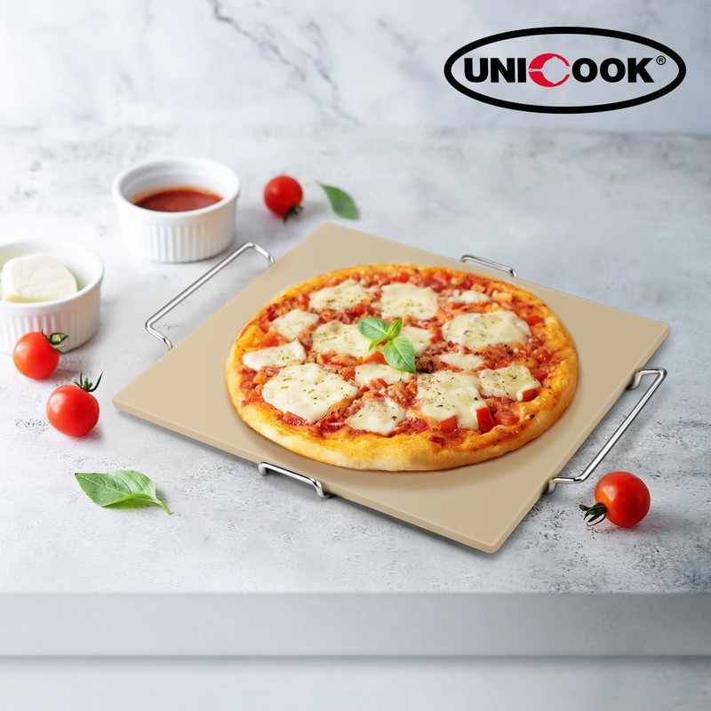 Unicook 12 Inch Square Pizza Stone for Oven and Grill,