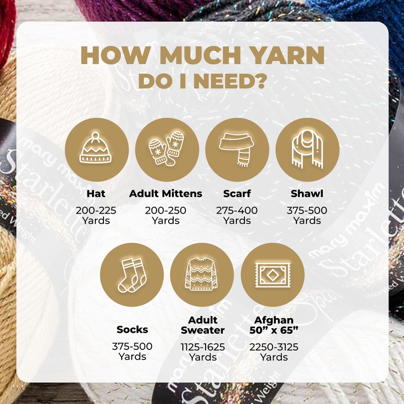 Mary Maxim Starlette Sparkle Yarn, 4 Medium Worsted Weight Yarn