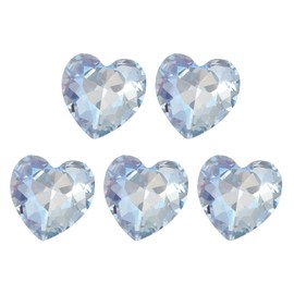 MECCANIXITY 5 Pcs 3D Heart Light Blue Nail Rhinestones K9 Glass Crystal Rhinestones Pointed Back Crooked Heart Gems for Nail Charm Art DIY Decoration Craft 8x8mm