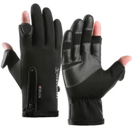 LJCUTE Winter Fingerless Fishing Gloves for Men & Women, Cold Weather Windproof Touchscreen Warm Cycling Gloves for Photography Hunting Ski Motorcycle Driving