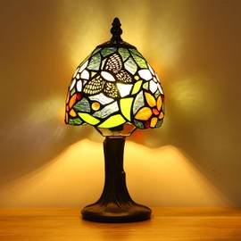 HUORUIKY Tiffany Lamp Butterfly Stained Glass Bedside Nightstand Table Lamp,Handcrafted Small Lamps for Living Room Bedroom+3-Way Color Temperature LED Bulb,Gifts for Home Decor,6X6X13Inch