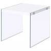 Coaster Opal Square End Table With Clear Glass Legs White