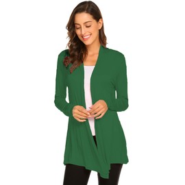 Newchoice Womens Classic Long Open Front Lightweight Soft Drape Cardigans Loose Flowy Long Sleeve Cardigans (Green, XL)