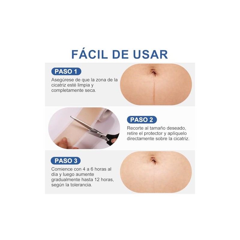 4M Parches de Silicona para Cicatrices, Cinta Medica Reutilizable Cuidado