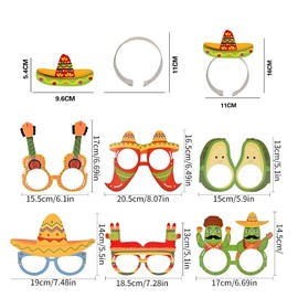 Vokowin 6pcs Sombrero Party Hats and 6 Pieces Party Glasses Mask, Sombrero Headband Mexican headband Paper Fancy Party Photo Props Supplies Mexican Theme Decorations (random color) (K285-12)