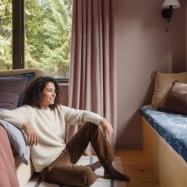 NICETOWN Room Darkening Dusty Pink Velvet Curtains 96 inch Length for Sliding Patio Door 2 Panels, 52 x 96 Privacy and Thermal Insulated Noise Reducing Long Window Drapes for Large Sliding Door