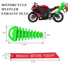 MUQIDA 2 PCS Muffler Exhaust Wash Plug, 0.6"-1.5" Motorcycle Exhaust Tail Pipe Washing Plug with Streamer, Rubber Silencer Wash Protector for 2 Stroke Motorcycle Dirt Bike ATV (Green)