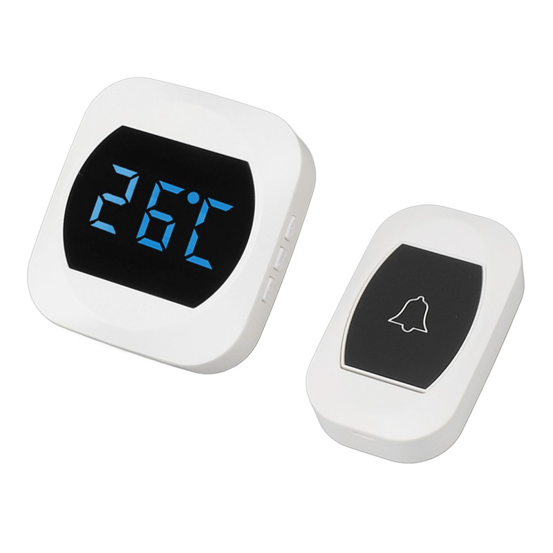 Wireless Doorbell Temperature Digital Display 4 Level Volume Adjustment Waterproof