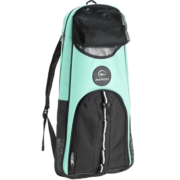 Phantom Aquatics Snorkeling Backpack Diving Gear Bag with Shoulder Strap - Fits Fins, Snorkel, Mask - Ideal Travel Bag for Scuba Diving, Snorkeling Gear Equipment & Water Sports - Mint (PAQDMFSB-MT)