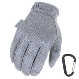 Mechanix Wear Original Gloves - Breathable & Abrasion Resistant + Gear Carabiner - Original Glove in Black, Coyote, Multicam/Size S, M, L, XL - grey, size: l
