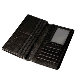 MEN'S CROCODILE HEAD BLACK GENUINE LEATHER LONG WALLET PURSE