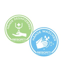 Resorti Sticker Set of 2 Symbol for Hygiene Instructions (Wash Hands & Disinfect Hands)
