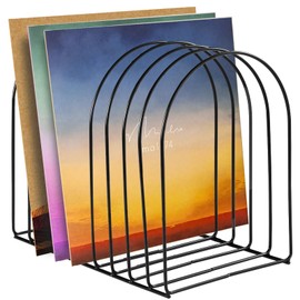 CebraBounze Vinyl Record Holder Storage, 9 Slot Vertical Metal LP Shelf Magazine Book File Album Display Rack Mail Desktop Sorter Countertop Folder Stand Organizer for Home Office School, Black