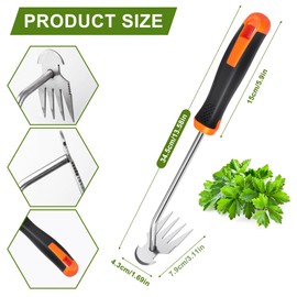 BOOLOOEN Weed Puller Tool,Portable Garden Weeder Tool,Crack Weeder Crevice, 4 Teeth Weeding Tool, L-Shaped Weeding Tool, Weeding Artifact Tool for Gardening(2 Pcs)