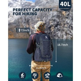 Hiking Backpack,40L Lightweight Water Resistant Camping Daypack for Men and Women, Travel Bag for Outdoor Sport Trekking(Blue)