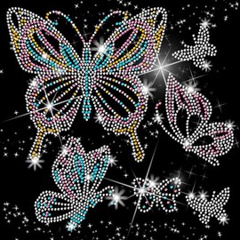 ORIGACH 6 Piezas de Parches de Mariposas con Diseños de Rinstones, Parches Termoadhesivos para Transferencia en Caliente, Adornos Bling DIY para Repar