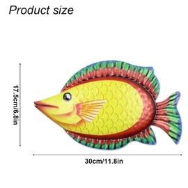Metal Fish Wall Decoration, Fish Wall Decoration, Metal Wall Sculptures, Tropical Fish Metal Hanging Wall Decoration (Green, Yellow)