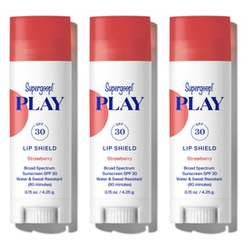 Supergoop! PLAY Lip Shield SPF 30 with Strawberry - 3 Pack - Hydrating SPF Lip Balm - Moisturizing Lip Treatment For Dry Cracked Lips - Clean Ingredients & Broad Spectrum UV Protection