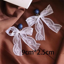QzxEqz Christmas Bow Earrings Xmas Earrings Red Ball Pearl Bow Earrings Christmas Gifts for Women Christmas Jewelry (white)
