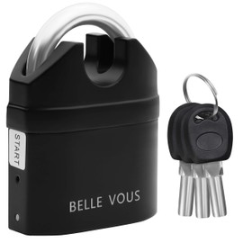 Belle Vous Black Anti Theft Security 110db Alarm Pad Lock with 3 Keys- Heavy Duty Multi Purpose Weatherproof Lock - Loud High Sound Motion Sensor