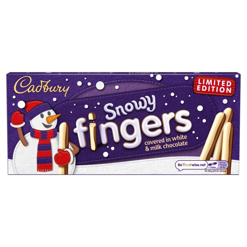 Cadbury Milk & White Chocolate Snowy Fingers 115g