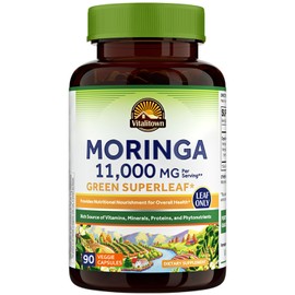 Vitalitown Moringa Capsules 11,000 MG, Pure Moringa Oleifera Leaves, No Sticks, No Caffeine, Energy, Immune, 90 Capsules