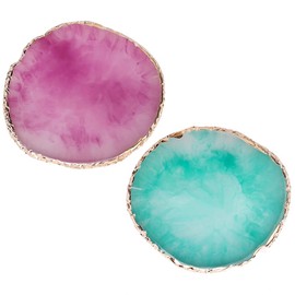 Paleta de arte de uñas de resina, 2 unidades, pintura de uñas de colores mixtos, borde dorado, soporte de uñas (morado, verde)