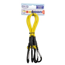 alca® Luggage Straps with Carabiner Pack of 2 40 cm Yellow Tie Down Straps Expander with Hook Adjustable & Stretchy - for Car, Bicycle, Motorcycle, Furniture & Transport