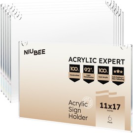NIUBEE Acrylic Sign Holder 11x17 Horizontal,Clear Poster Picture Frames for Paper