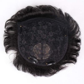 AISIHAIR Hair Piece Wig, Men's Wig, Men's Hair Extension, Black, Breathable, Short, Top Cover, With Bangs