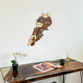 3D Lebanon Wooden Country Map Wall Art, Wooden Wall Art of Lebanon, Traveler Wall Decor with Pins, Ideal for Home, Office, Housewarming Gift for Lebanese (35.4" x 29.1"| 90 x 74 cm)