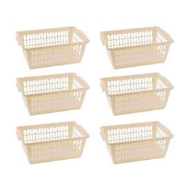 YBM HOME Plastic Perforated Storage Basket Bin Office Drawer, Shelf Desktop Countertop Tray Organizer 32-1188 (6, Beige)
