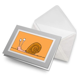 Greeting Cards Gray (Insert) - Funny Cartoon Snail Blank Greetings Card Birthday Kids Party Boys Girls #15638