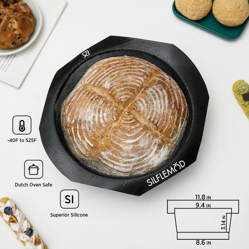 SILFLEMOD Silicone Peforated Sourdough Bread Baking Mold - Perfect Round