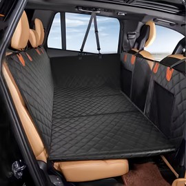 Dog Car Seat Cover for Back Seat with Hard Bottom Holds 400 lbs Dog Hammock for Car,Back Seat Extender for Dogs, Anti Scratch, Safer, Easy to Use and Clean,100% Waterproof for Car, SUV, Truck