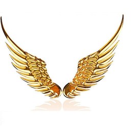 Universal 3D Wings Sticker Emblem Sticker for Cars Cars Cool 3D Metal Logo Motorcycle Stylish Stickers Decal Sports Racing 2 Piece Set (Gold)