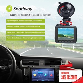 S503 Supporto a ventosa per telecamera per auto con 3 connettori girevoli a 360 gradi per Rove Nexar Z-Edge Kingslim iiwey NIUTA e altre telecamere per auto