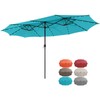 HAPPYGRILL 15 FT Double-sided Patio Umbrella with Solar Lights, Crank