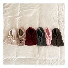 Baby Kids Winter Knit Balaclava Neck Warmer Warm Furry Beanie Hat lf2927 Free Size/Curry 3ea