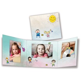 Pack of 1-100 pieces. Leporello Portrait Folder for 13 x 18 Photos and CD Photo Folder in 10 Designs for Studio, Nursery, School