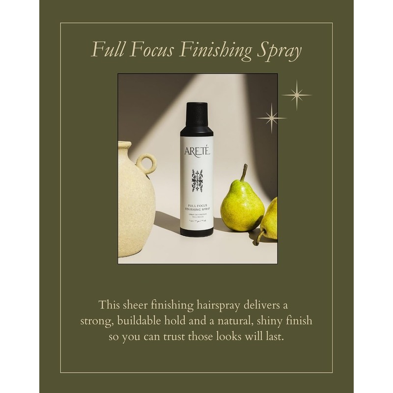 ARETÉ Full Focus Finishing Hair Spray, Strong, Buildable Hold, Shiny