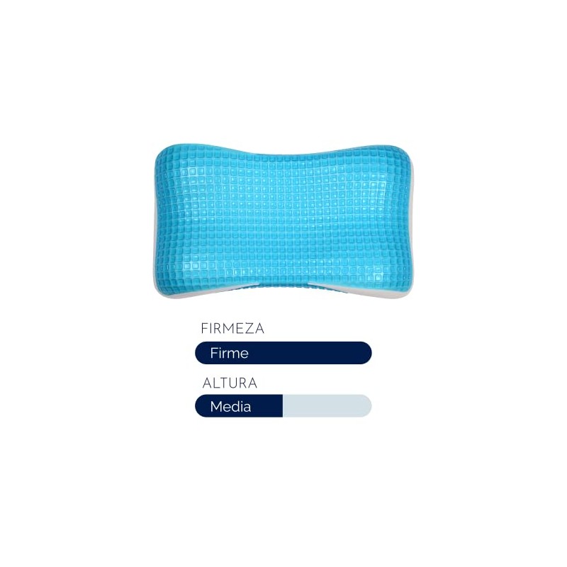 Almohada Cervical Cooling Gel Memory Foam Ortopédica con Curvatura Almohada