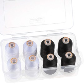 New brothread 8 White + 8 Black Polyester Machine Embroidery Thread Set 1000M (1100Y) No. 50 Each Spool Embroidery Machine Thread with Transparent Plastic Storage Box for Embroidery Machine