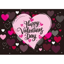 Black Pink Valentine's Day Backdrop Red Pink Love Heart Photography Background Valentine Heart Women Men Anniversary Birthday Party Decorations (7x5FT)