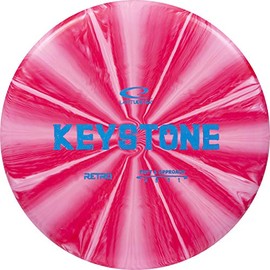 Latitude 64 Retro Burst Keystone | Disc Golf Putter | Frisbee Golf Putt and Approach Disc | 170g Plus | Stamp Color and Burst Pattern Will Vary (Red)