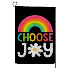 Kuizee Garden Flag 12x18 Inch Choose Joy Cute Children Cartoon Style Welcome Decorative Yard Flag Outdoor Double Sided Vertical Seasonal Festivals Polyester Banner Outside